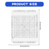 A precision acrylic quilting ruler showing both inch and centimeter scales for measuring fabric.