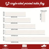 A set of 2D single-sided printed table flags in various lengths and a fade resistant machine washable tag.