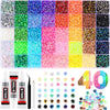 A collection of various colored and glittery rhinestones, sequins, and craft embellishments for DIY resin projects.