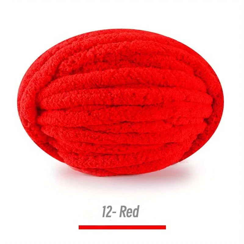 A ball of bright red, extra thick hand-knitted yarn for crafting and gifts.