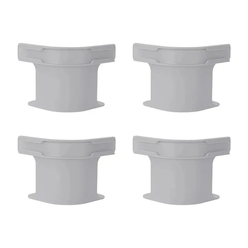 Two white heavy duty bed corner sheet grippers shown from the top and side views.
