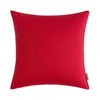 A vibrant red decorative outdoor pillow cover for patio and garden use.