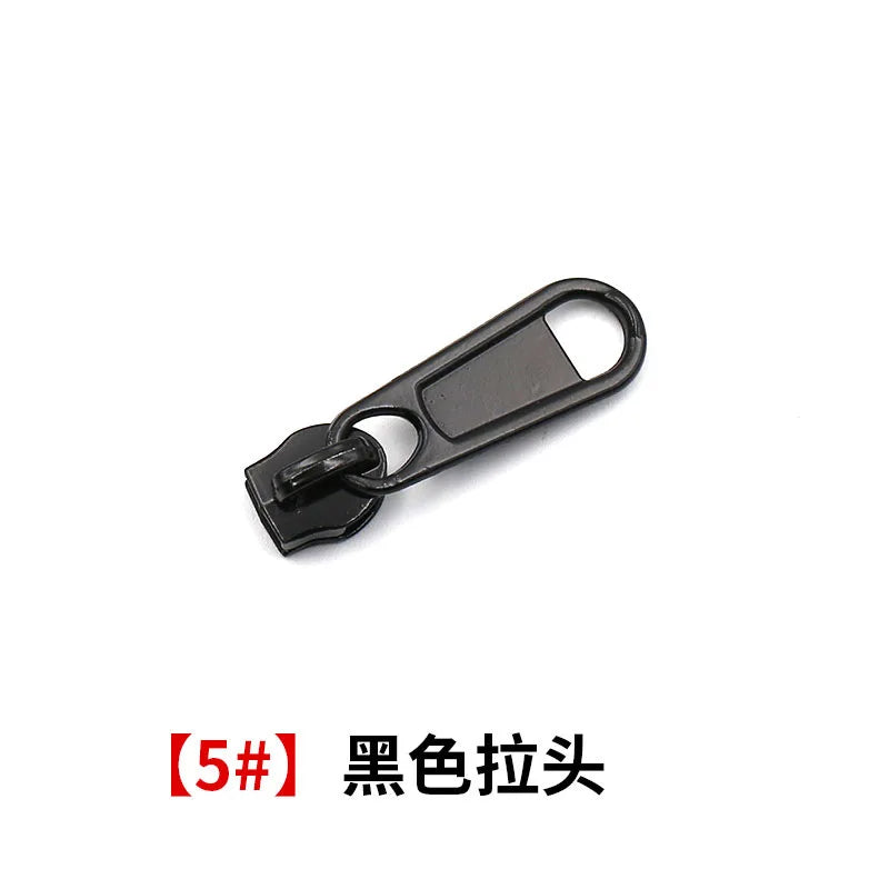 Black zipper pull and slider component for repair kits