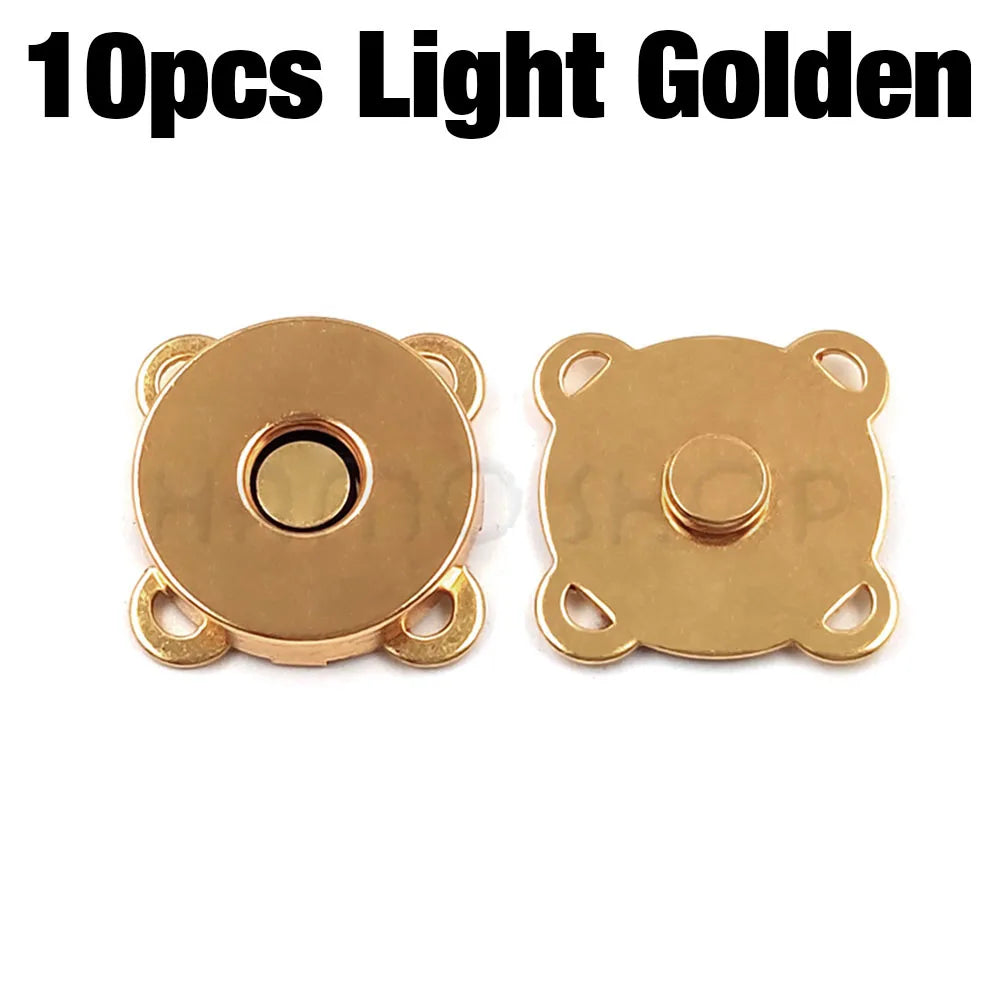 Ten pieces of light golden metal magnetic snap buttons for sewing