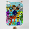 A colorful flannel blanket featuring cartoon characters in the Incredibox style.