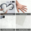 A set of cleaning and safety features for a doormat including machine washability, soft material, super absorb water, and str