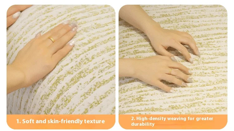 Two images showing the soft texture and high-density weaving of an elegant jacquard sofa cover blanket.