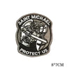 Embroidered hook and loop tactical patch featuring Saint Michael and the text Protect Us