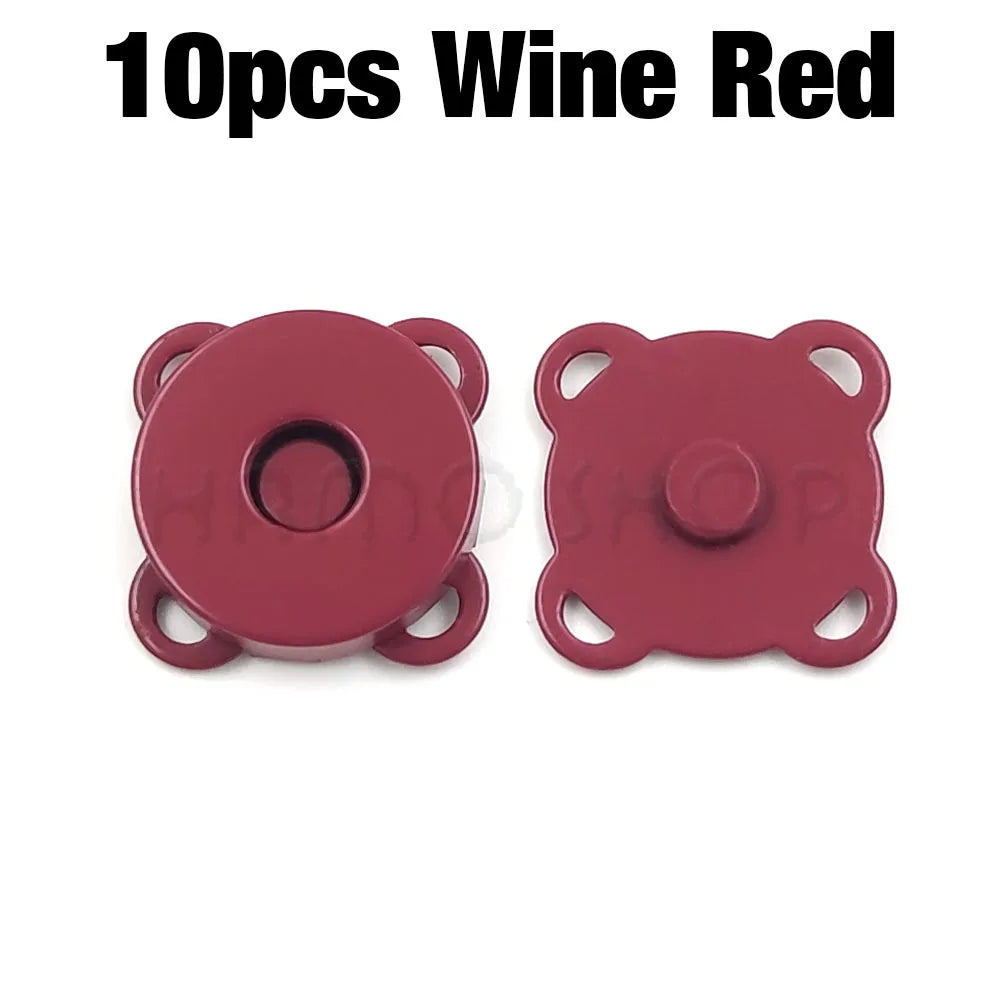 Ten pieces of wine red metal magnetic snap buttons for sewing