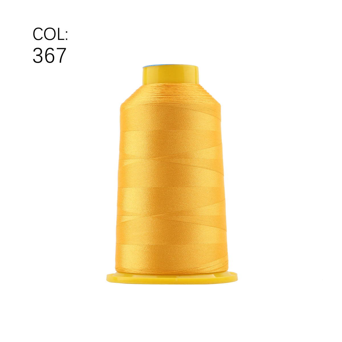 A spool of bright yellow high tenacity polyester embroidery thread.