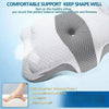 A white ergonomic memory foam neck pillow shown in a close-up view, emphasizing its soft and firm support.