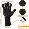 Black heat resistant BBQ gloves featuring silicone grips and an aramid fiber lining for safe handling