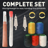 Complete set of precision stainless steel sewing tools including needles and thread spools