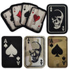 A set of tactical poker card hooks and loop embroidered patches featuring aces, kings, queens, and jacks.