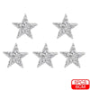 Five silver glitter rhinestone star iron-on patches for clothing