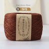 A ball of reddish-brown bamboo fiber yarn labeled for cleaning cloth making