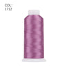 A roll of magenta polyester embroidery thread with a white core.