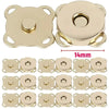 A set of brass magnetic snap fasteners used for bags, purses, and craft projects.