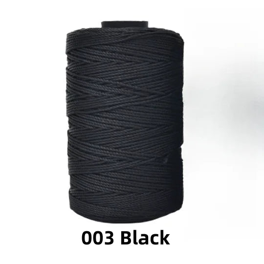 A spool of black 1.5mm ice silk crochet yarn for crafting thread.