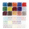 A collection of 100 colorful safety bulb pins for knitting and sewing, packaged in compartments.