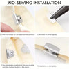 Demonstration of no-sewing installation for metal seamless magnetic closure buckles on a piece of fabric.