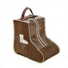 Brown boot storage bags with clear windows and carry handles.
