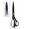 A pair of black professional heavy duty fabric scissors shown with dimension markings.