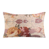 A square silk pillowcase with a delicate floral print featuring pink, peach, and green tones.