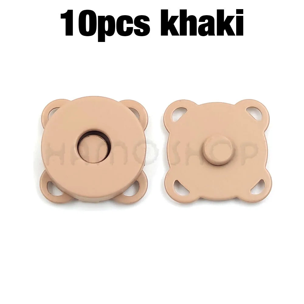 Ten pieces of khaki metal magnetic snap buttons for sewing