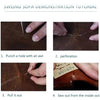 Demonstration tutorial showing how to punch a hole, perforate leather, pull out a thread, and sew out from the inside.
