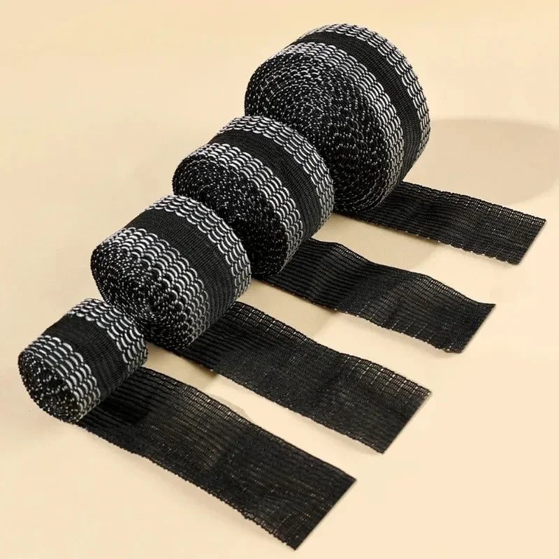 Black iron-on hem tape for pants and jeans in various rolls and strips