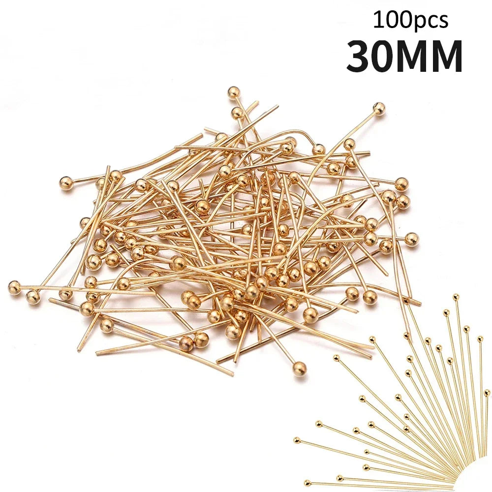 100 pieces of 30mm stainless steel ball head pins for jewelry making