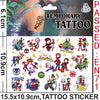 A sticker sheet featuring temporary tattoos of Spider-Man and his friends for parties.