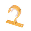 Gold multi-style curtain rod brackets for wall mounting with a curved bracket and a flat plate.
