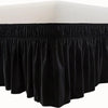 Black elegant ruffled bed skirt set with gathered fabric