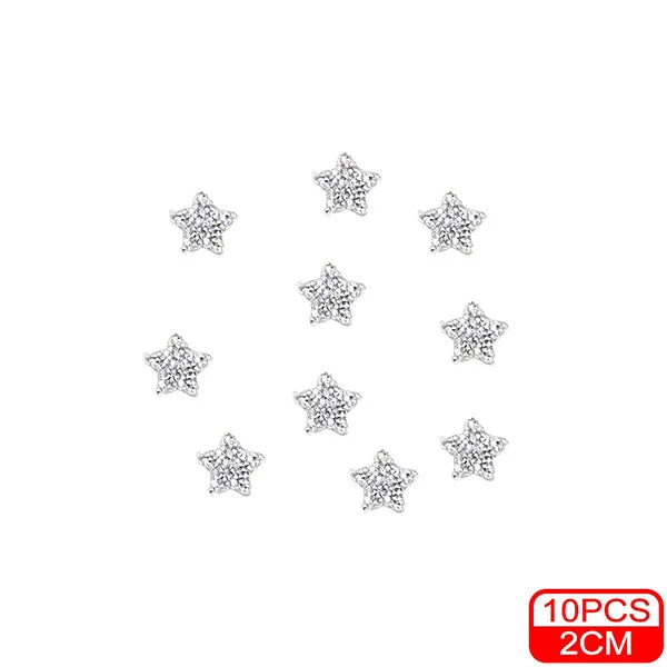 Ten individual glitter rhinestone iron-on patches for clothing