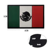 A rectangular embroidery patch featuring the flag of Mexico with a national coat of arms on a white field and red and green v