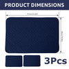 Three dark blue quilted headrest protector covers with dimensions 57cm by 38cm