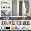 Set of four linen textured blackout curtains with stainless steel grommets for a window