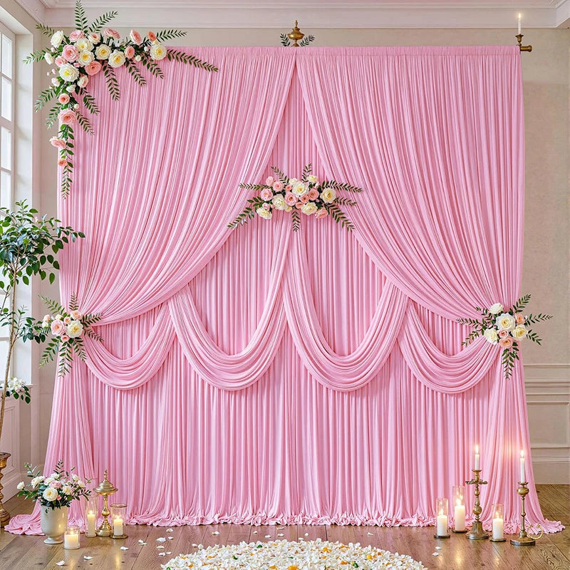 Burgundy Velvet-Look Polyester Backdrop Curtain