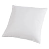 A square white soft cotton-padded headboard cushion.