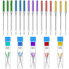 A set of precision sewing machine anti-jump needles in various colors and sizes displayed vertically.
