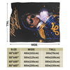 A black graphic plush throw blanket featuring a portrait of Michael Jackson with a sparkling crown.