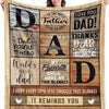 A wooden blanket featuring text celebrating a father with messages like You are a Father, Dad, and how much he is loved.