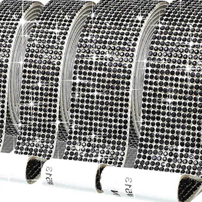 Roll of crystal rhinestone sticker ribbon with diamond trim for crafts and decor