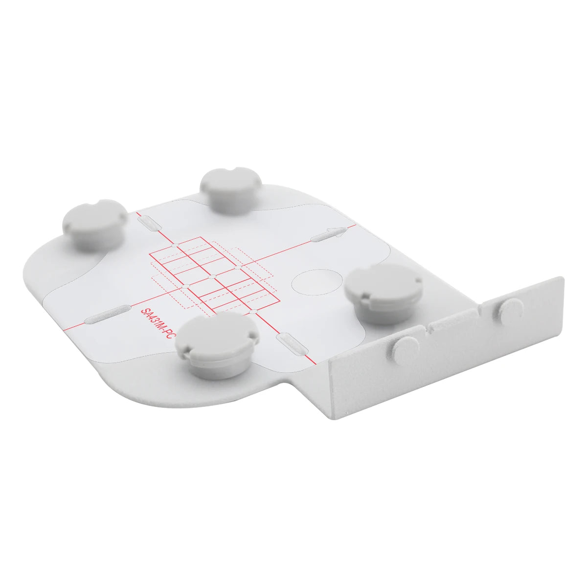 A white magnetic embroidery hoop set with several round magnetic pieces and a grid pattern on a flat surface.