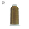 A spool of gold-colored high tenacity machine embroidery thread with a white core.