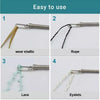 A set of four sewing threaders including a wear elastic, rope, lace, and eyelets.