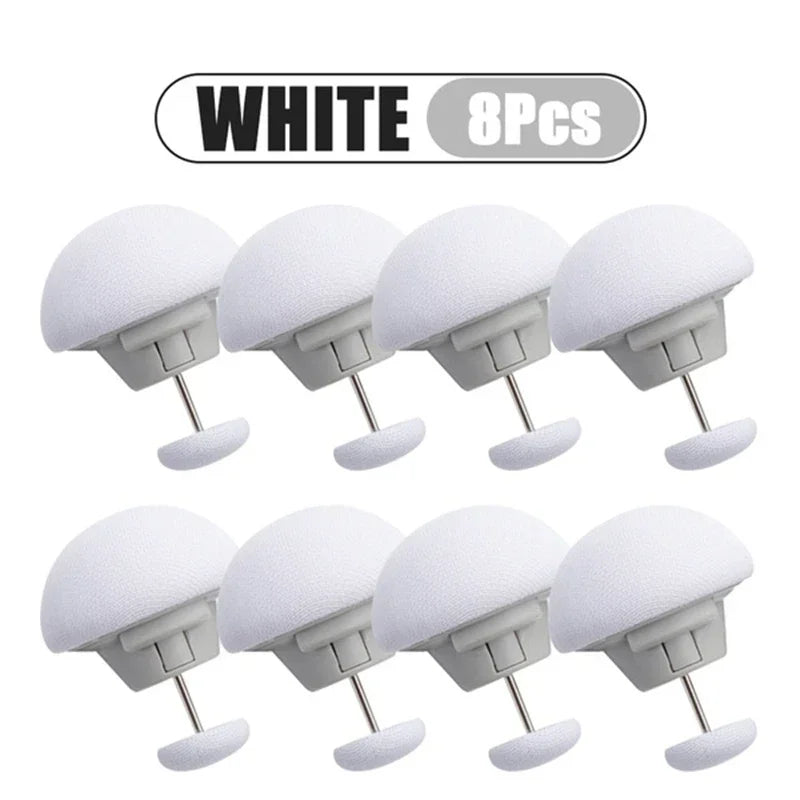 Eight white adjustable quilt and fabric clips shown in a packaged display.