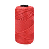 A spool of bright red 1.5mm cotton silk thread for knitting and crafting.